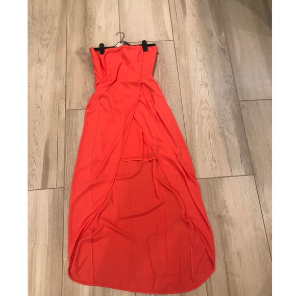 Coral Strapless Prom Dress BCBG - Picture 7 of 8